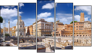 Roman forum in Rome, Italy. - Fünfteiliges Leinwandbild, Pentaptychon
