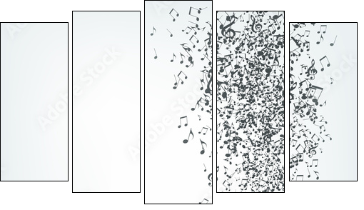 Music Notes - Fünfteiliges Leinwandbild, Pentaptychon