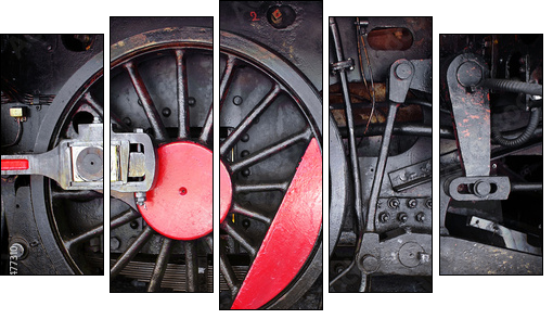 Locomotive Wheel - Fünfteiliges Leinwandbild, Pentaptychon