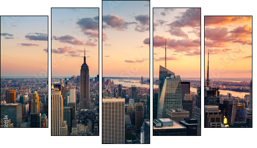 New York Empire state building Times square - Fünfteiliges Leinwandbild, Pentaptychon