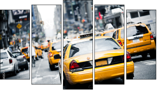New York taxi - Fünfteiliges Leinwandbild, Pentaptychon