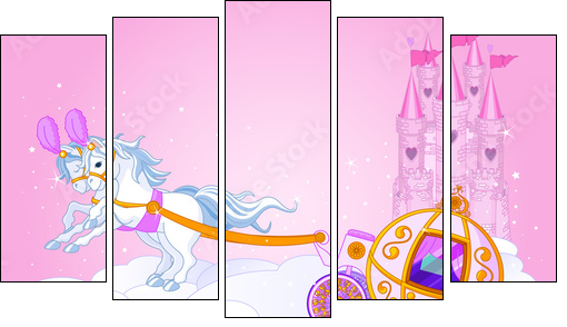 Sky carriage illustration - Fünfteiliges Leinwandbild, Pentaptychon