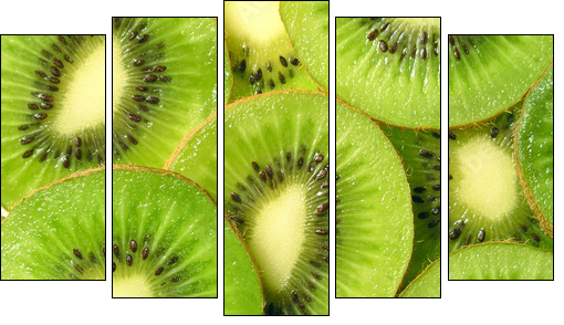 kiwi fruit - Fünfteiliges Leinwandbild, Pentaptychon