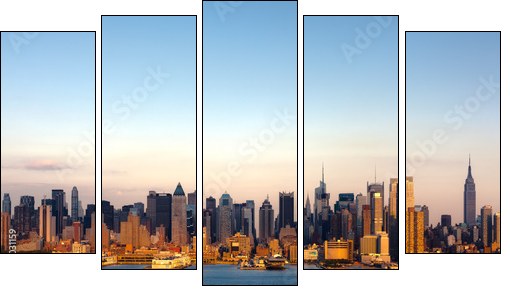 New York skyline - Fünfteiliges Leinwandbild, Pentaptychon
