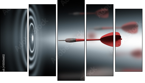 bullseye - Fünfteiliges Leinwandbild, Pentaptychon