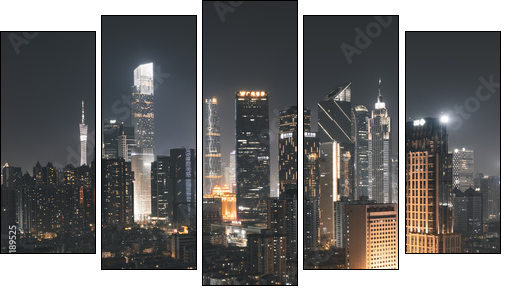 guangzhou city at night - Fünfteiliges Leinwandbild, Pentaptychon