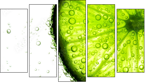 lime slice in water - Fünfteiliges Leinwandbild, Pentaptychon