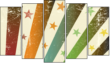 retro multicolor grunge flag - Fünfteiliges Leinwandbild, Pentaptychon
