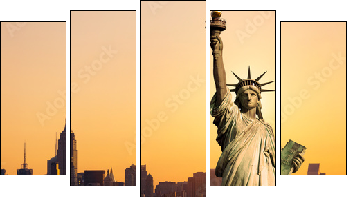 New York statue de la LibertÃ© - Fünfteiliges Leinwandbild, Pentaptychon