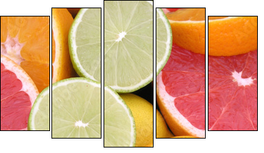 citrus fruits - Fünfteiliges Leinwandbild, Pentaptychon
