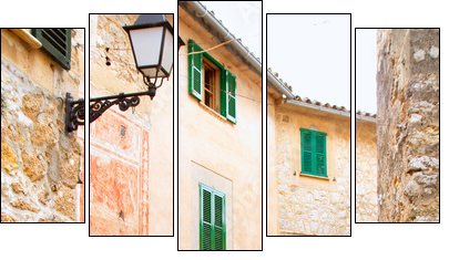 Medieval Valldemosa traditional Majorca village - Fünfteiliges Leinwandbild, Pentaptychon