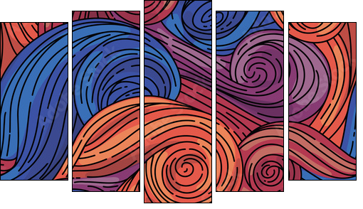 Seamless vector pattern. Van Gogh style - Fünfteiliges Leinwandbild, Pentaptychon