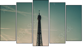 Tour Eiffel Paris France - Fünfteiliges Leinwandbild, Pentaptychon