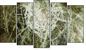 Glass cracked broken - Fünfteiliges Leinwandbild, Pentaptychon