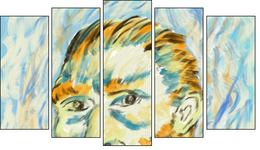 Cute Van Gogh Painting in Adobe Fresco - Fünfteiliges Leinwandbild, Pentaptychon