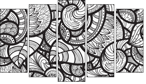vector seamless ethnic doodle pattern - Fünfteiliges Leinwandbild, Pentaptychon
