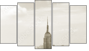Manhattan panorama in sepia - Fünfteiliges Leinwandbild, Pentaptychon