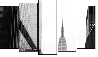 Emipre State Building and yellow, Manhattan, New York - Fünfteiliges Leinwandbild, Pentaptychon