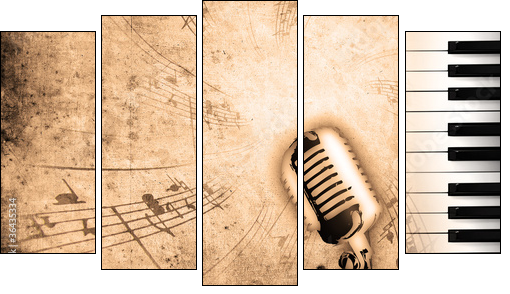 dirty music background - Fünfteiliges Leinwandbild, Pentaptychon