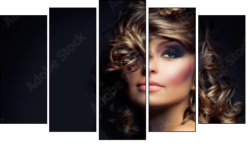 Fashion Beauty Portrait. Sexy Girl - Fünfteiliges Leinwandbild, Pentaptychon