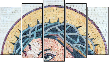 Antique Byzantine Christian mosaic portrait of Jesus Christ - Fünfteiliges Leinwandbild, Pentaptychon