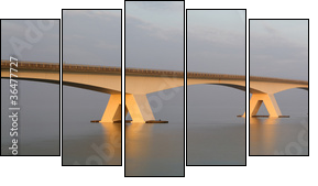 zeelandbrÃ¼cke - Fünfteiliges Leinwandbild, Pentaptychon