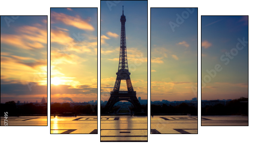 Tour Eiffel Paris France - Fünfteiliges Leinwandbild, Pentaptychon