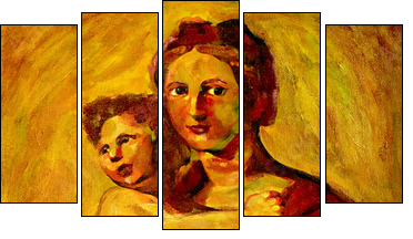 Madonna and Child Painting - Fünfteiliges Leinwandbild, Pentaptychon