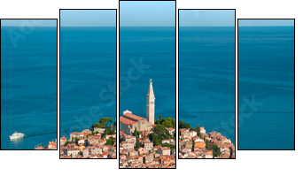 Luftaufnahme von Rovinj-Istrien im Sommer. - Fünfteiliges Leinwandbild, Pentaptychon
