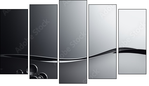 black water waves and transparent air bubbles - Fünfteiliges Leinwandbild, Pentaptychon
