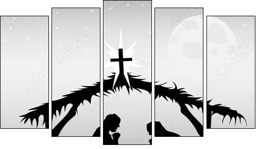 nativity scene,vector - Fünfteiliges Leinwandbild, Pentaptychon