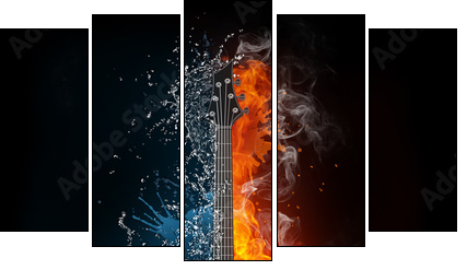 Electric Guitar - Fünfteiliges Leinwandbild, Pentaptychon