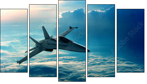 Fighter jet - Fünfteiliges Leinwandbild, Pentaptychon