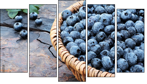 Fresh Blueberries - Fünfteiliges Leinwandbild, Pentaptychon
