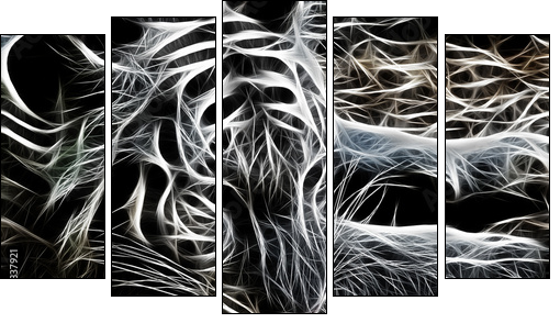 Tiger - Fünfteiliges Leinwandbild, Pentaptychon