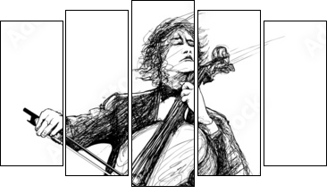 violoncellist - Fünfteiliges Leinwandbild, Pentaptychon