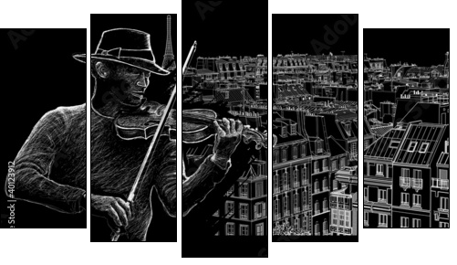 roofs in Paris - Fünfteiliges Leinwandbild, Pentaptychon