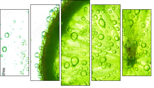 lime slice in water - Fünfteiliges Leinwandbild, Pentaptychon