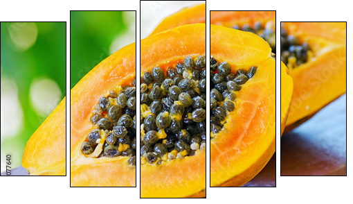 papaya - Fünfteiliges Leinwandbild, Pentaptychon
