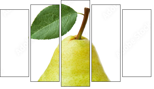 pears isolated on white background - Fünfteiliges Leinwandbild, Pentaptychon