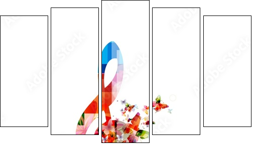 colorful music background - Fünfteiliges Leinwandbild, Pentaptychon