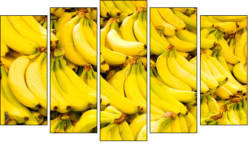 Bananas close up - Fünfteiliges Leinwandbild, Pentaptychon