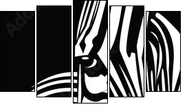 zebra - Fünfteiliges Leinwandbild, Pentaptychon
