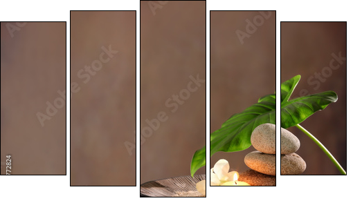 Spa still life - Fünfteiliges Leinwandbild, Pentaptychon