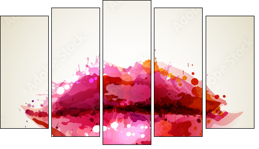 Beautiful womans lips formed by abstract blots - Fünfteiliges Leinwandbild, Pentaptychon