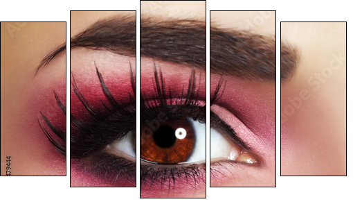 Red Eye Makeup - Fünfteiliges Leinwandbild, Pentaptychon