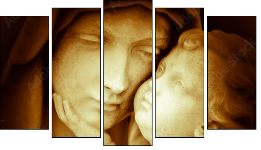 Vintage image of the virgin Mary carrying baby Jesus - Fünfteiliges Leinwandbild, Pentaptychon