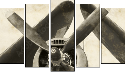 Wartime navy airplane with folded wings - Fünfteiliges Leinwandbild, Pentaptychon