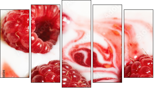 Raspberry and cream - Fünfteiliges Leinwandbild, Pentaptychon