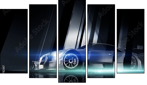 Performance Vehicle - Fünfteiliges Leinwandbild, Pentaptychon